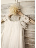 Cap Sleeves Lace Chiffon Boho Beach Wedding Flower Girl Dress